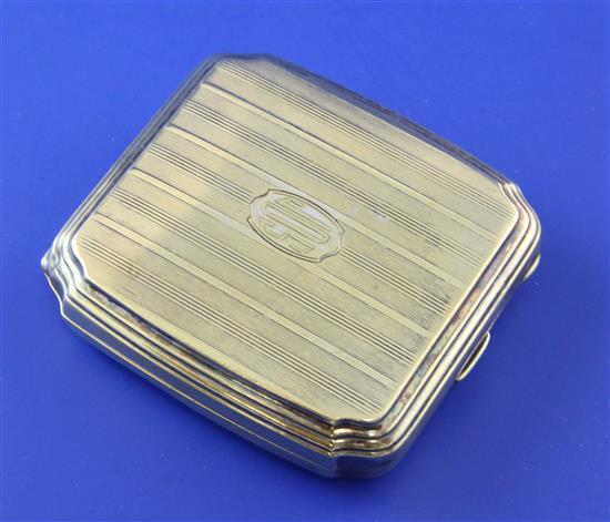 A 1920s/1930s Tiffany & Co sterling silver gilt cigarette case, 3 oz.